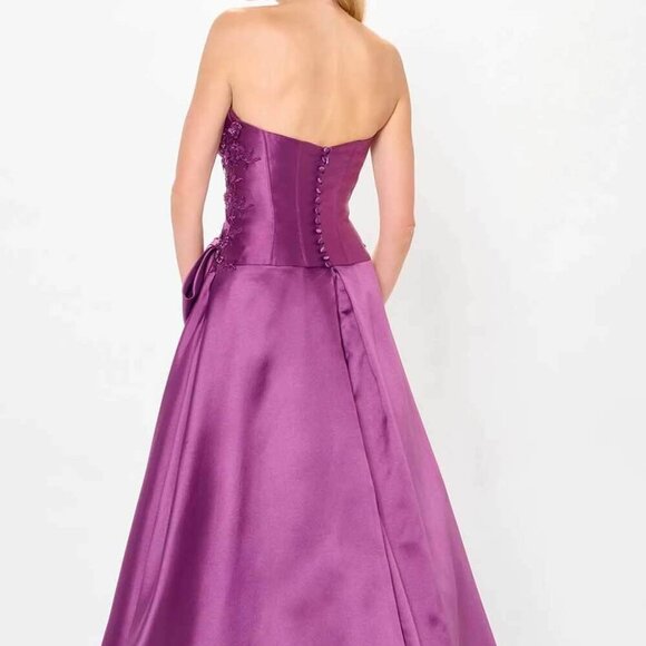 NWT Ivonne D ID6201 Mikado Evening Dress Aubergine Size 10 - Picture 3 of 7
